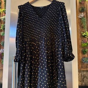Madewell Black Dress with Gold Dots
